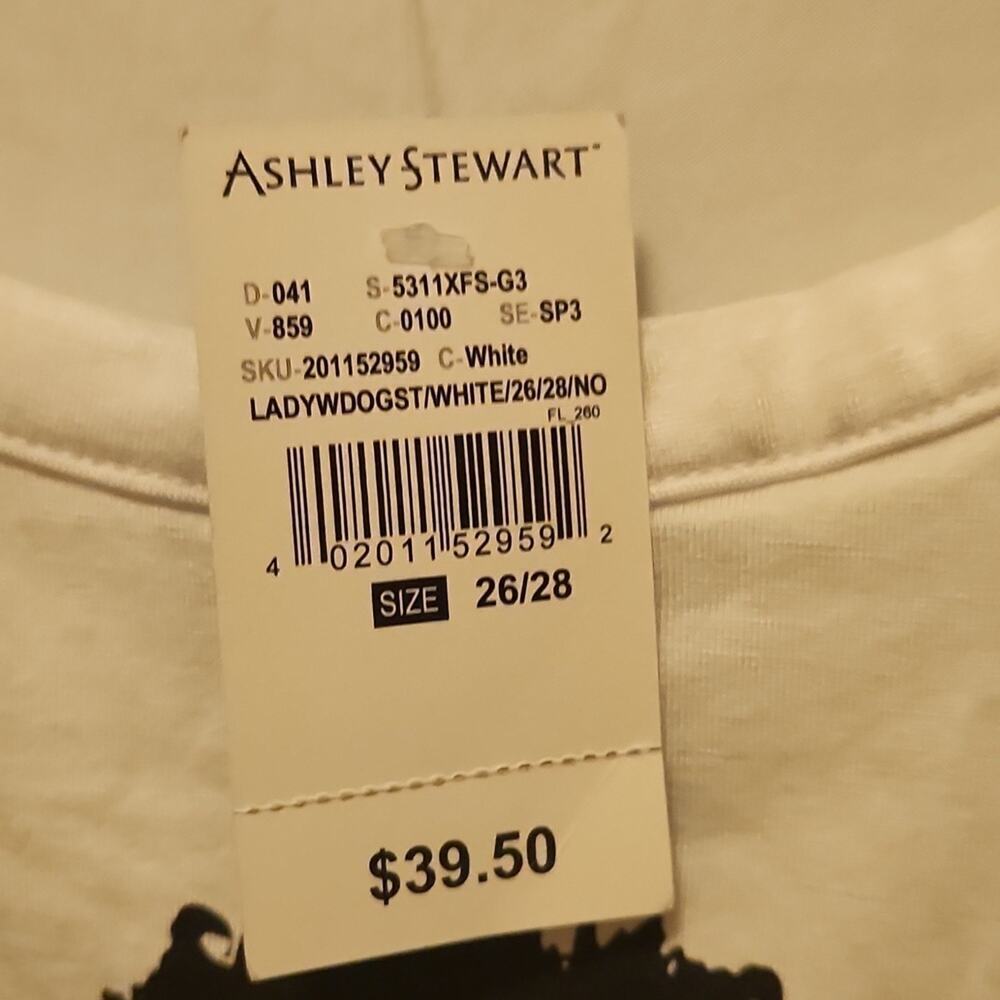 Ashley Stewart T shirt Women's 26/68 White Short Sleeve NWT - Picture 3 of 3